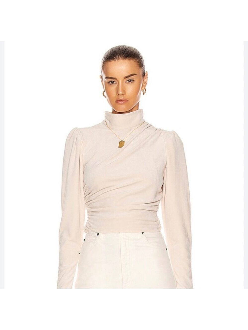A.L.C. Joss Women's Ivory Mock Neck Long Sleeve Blouse Size 10